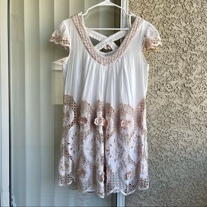 3D French lace fabric with flowers  3D embroidery lace hollow babydoll dress | S